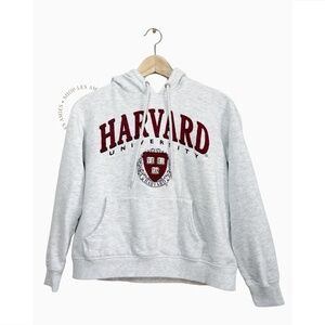 H&M HAVARD Heather Grey and Burgundy Hoodie Sweatshirt Small